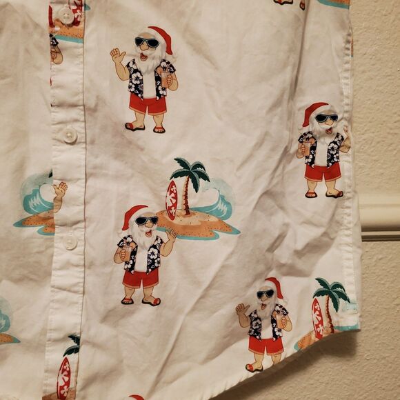 Denim & Flower Brand Santa Claus Surf Hawaiian Style Shirt Men's Size Small - Picture 8 of 16